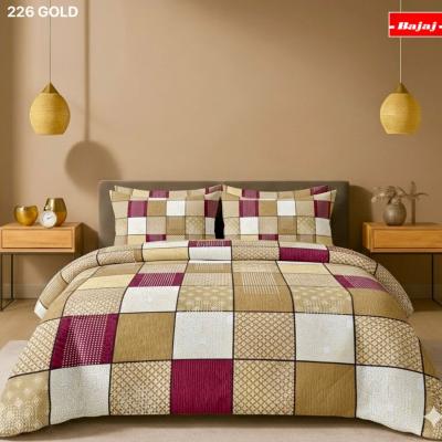 Hariyana Cotton Multi color Double Bed Sheet with 2 Pillow Covers -226 gold