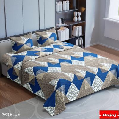 Hariyana Cotton Multi color Double Bed Sheet with 2 Pillow Covers - 763 blue