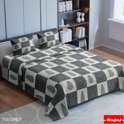 Hariyana Cotton Multi color Double Bed Sheet with 2 Pillow Covers -700 Grey