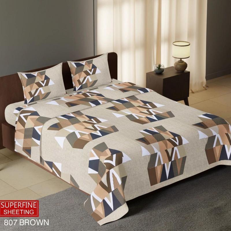 Image	Hariyana Cotton Multi color Double Bed Sheet with 2 Pillow Covers - 807 brown